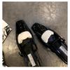 Mid Heels Office Lady Mary Jane Shoes Retro Patent Leather Square Head SlingbacksWomen with Thick Heels and Empty Sandals