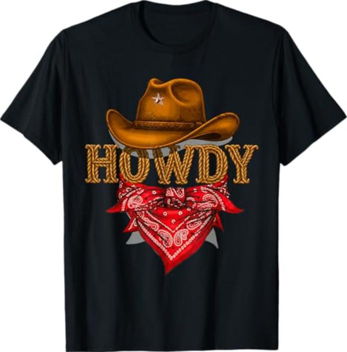 Howdy Western Howdy Cowboy Rodeo T-Shirt S