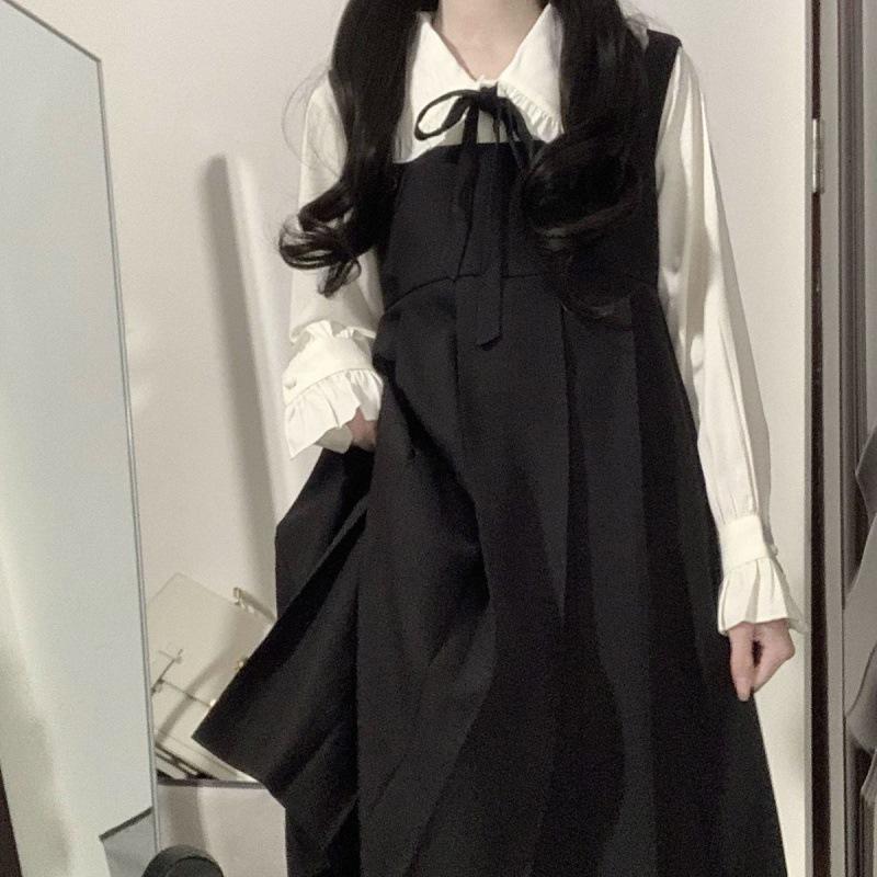 

Японско-корейский стиль свободное платье на подтяжках для студенток S