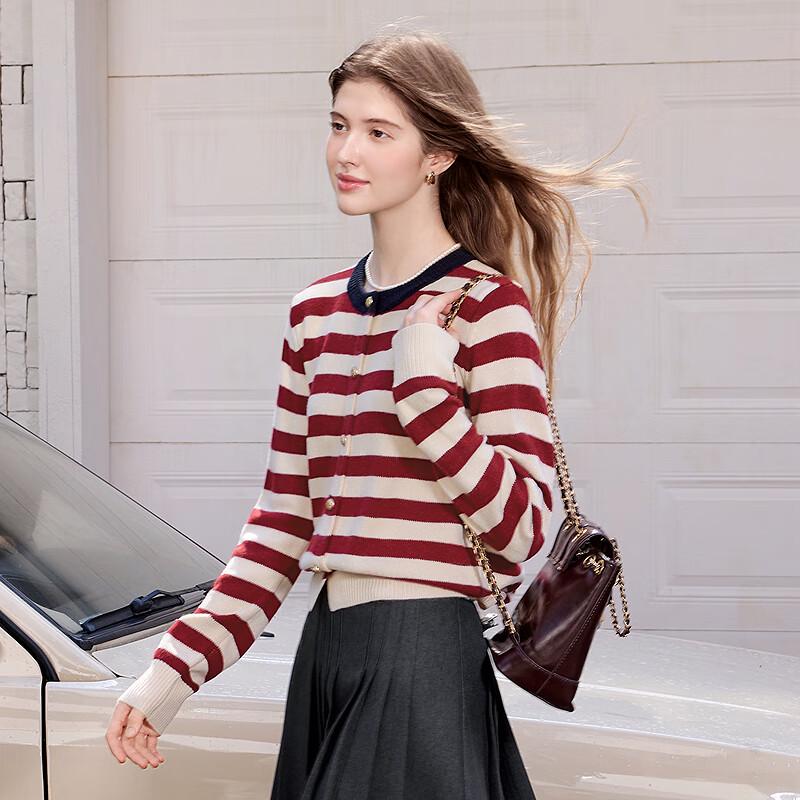 Betu Women's Color-block Stripe Knitted Long-Sleeve Top
