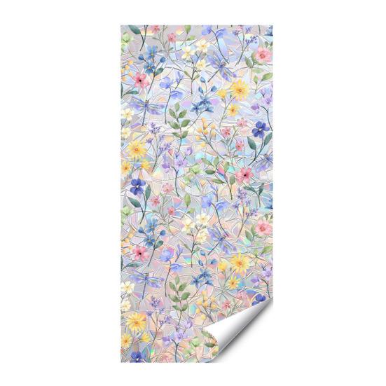 Decorative Window Decal Sun Catcher Static Film, Flower Butterfly Self-Adhesive Glass Sticker, Anti-Glare Tint Removable Privacy Cling for Home Office