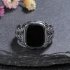 Silberschmuck Ring Natur 10*12mm Großer Schwarzer Achat Stein Vintage Ring Für Frauen Party Geschenke