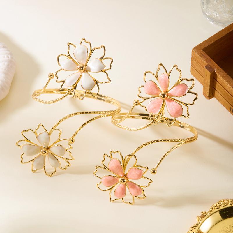 Bohemian Metal Flower Arm Bracelet Women Vintage Punk Style Hollow Bangle Adjustable Upper Arm Cuff Party Jewelry Accessory