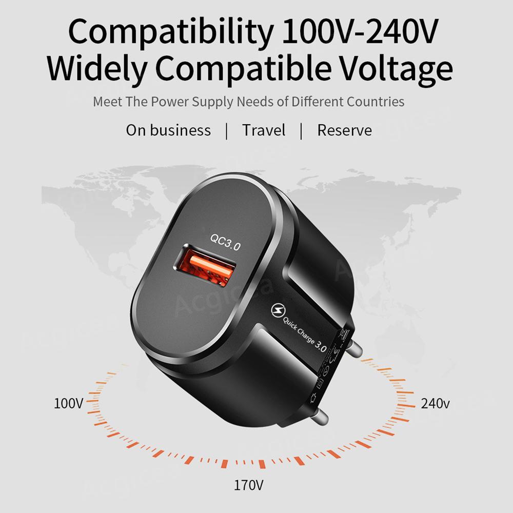 Carregador Rápido USB 18W Carregamento Rápido Adaptador de Energia para Celular Para iPhone Samsung Xiaomi Portátil Plug UE/EUA Carregador de Carregamento Rápido