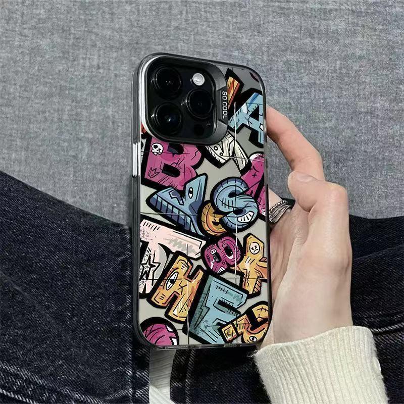 

Frosted Silver iPhone 11-16 Pro Max Case with Large Cross Letter Design - National Trend Style for Women iPhone 8 Plus