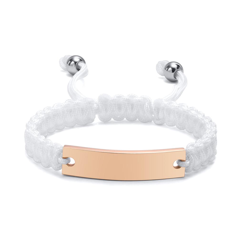 Free Engraving Custom Name Date Couple ID Bracelet for Women Men, Adjustable Handmade Braided Rope Chain Wristband Lover Gifts