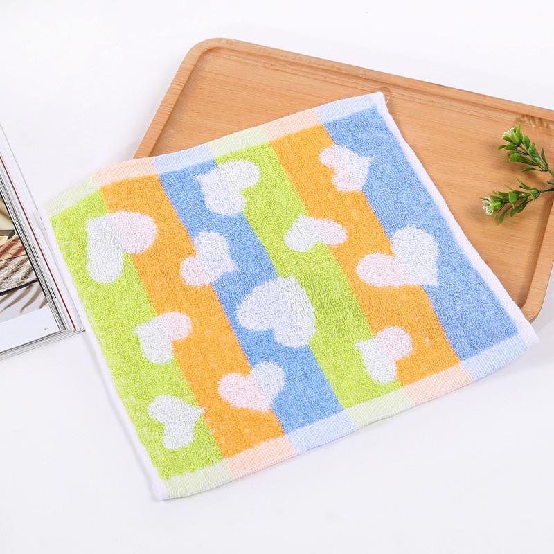 1 Stück 25x25cm Quadratisches Handtuch Baumwolle Cartoon Fisch Herz Jacquard Badezimmer Kinder Kinder Gesichtstuch