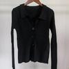 Cardigan in maglia traspirante sexy ed elegante da donna con scollo a V, manica lunga, bottone, sottile, leggero, polo, tinta unita, morbido cardigan top