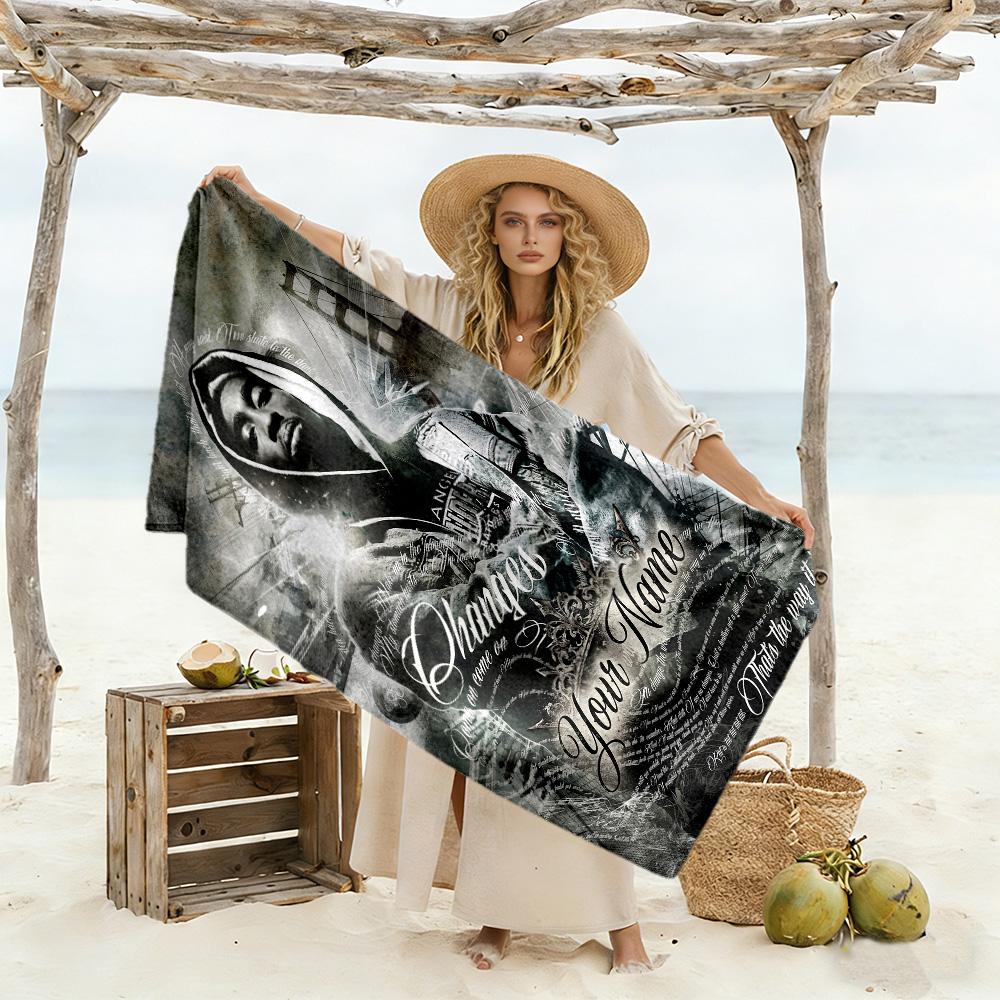 2pac Personalized Name Beach Towel Quick-Dry Soft Microfiber Perfect for Traveling Yoga Camping and Swimming