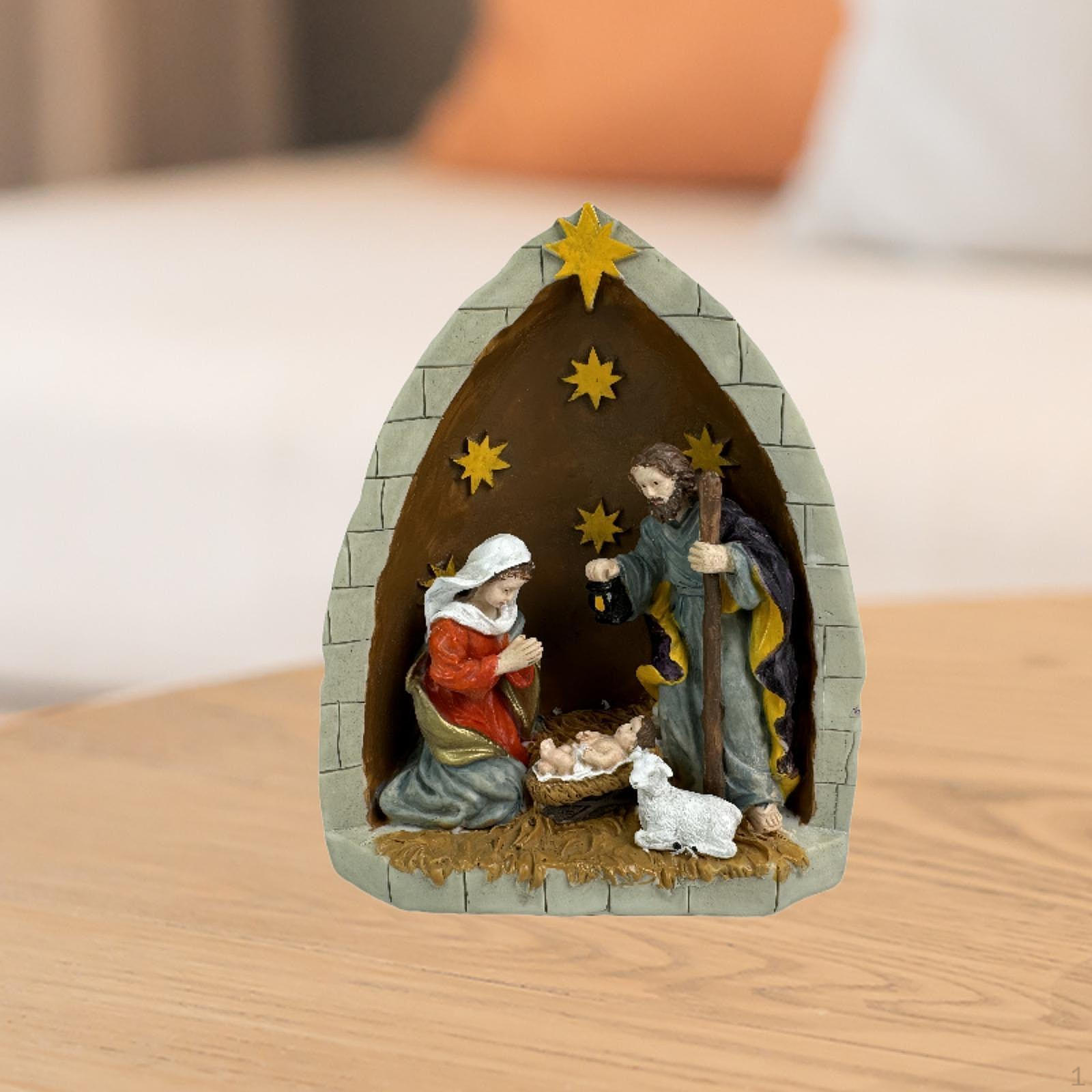 

Статуэтка рождественского вертепа Иисуса, рождественское украшение, коллекционирование произведений искусства, сувенир, статуэтка Святого семейства для Brown