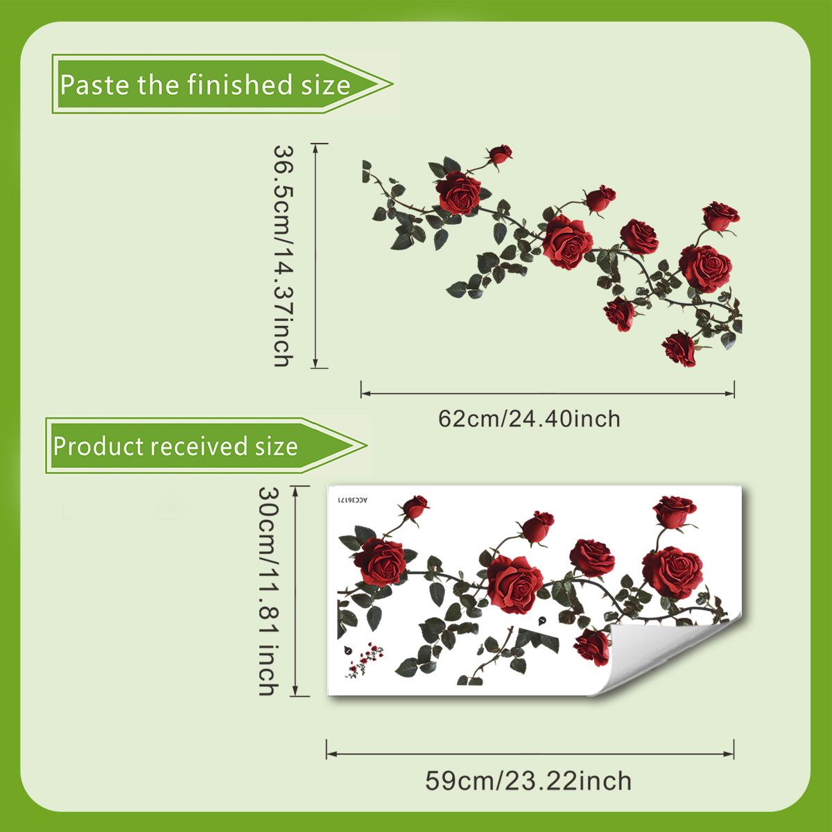 

Романтические наклейки на стекло в виде красных роз, Декоративные наклейки для двери и окна ванной комнаты 30*60cm