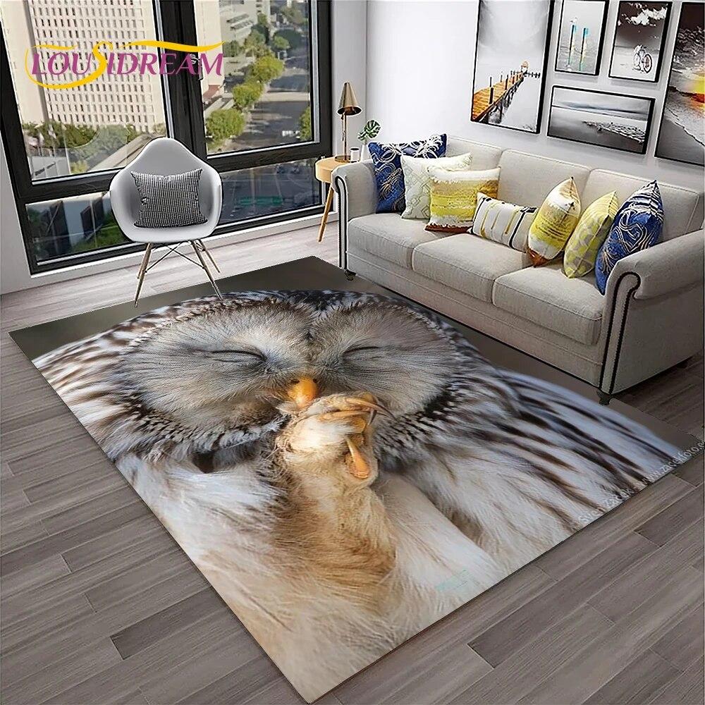 3D Cartoon Cute Owl Series Carpet Rug for Home Living Room Bedroom Sofa Kitchen Doormat Decor,Child Area Rug Non-slip Floor Mat