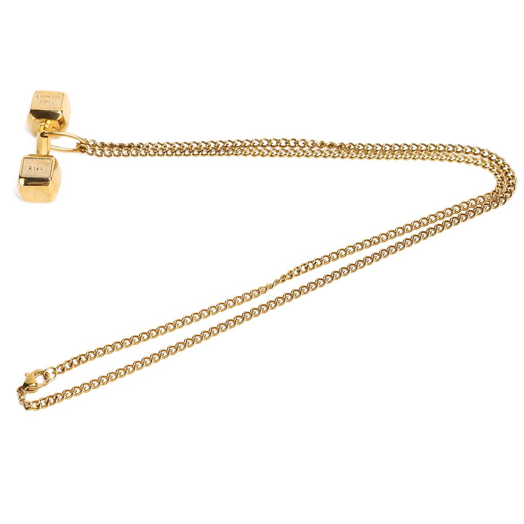Dumbbell Pendant Necklace Unisex Fashionable Jewelry Necklace Gift Clothes AccessoryGold