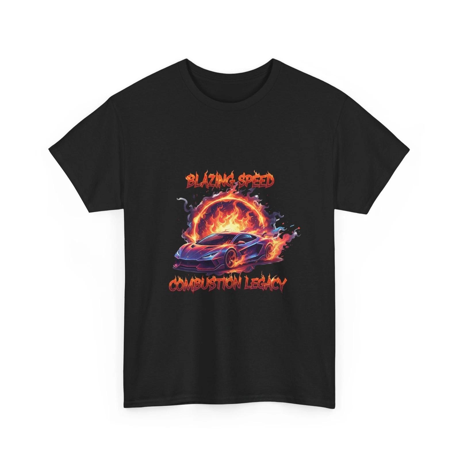 Car Blazing Speed Combustion Legacy Tee | Flaming Racecar Graphic, Supercar Tee S