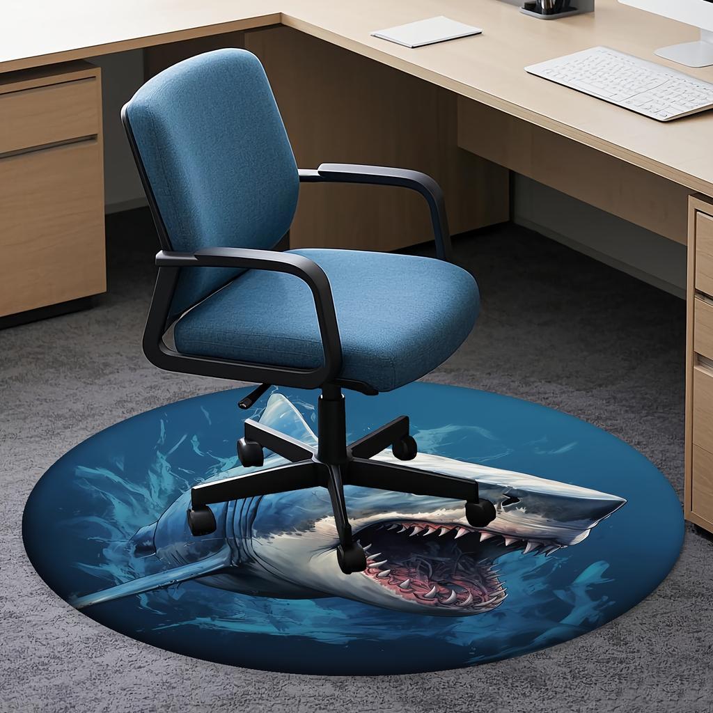 Shark Round Rug Flannel 3D Print Ocean Predator Living Room Kids Room Decor Non Slip Washable Floor Mat Game Room Carpet