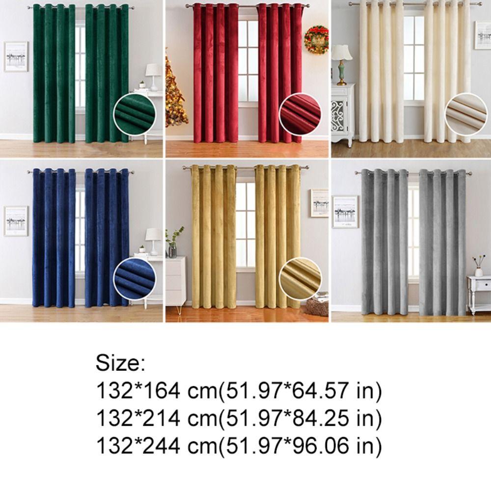 Light-blocking Velvet Curtain Solid Color Noise Reducing Blackout Curtains No Drilling Soft Texture Touch Window Drape