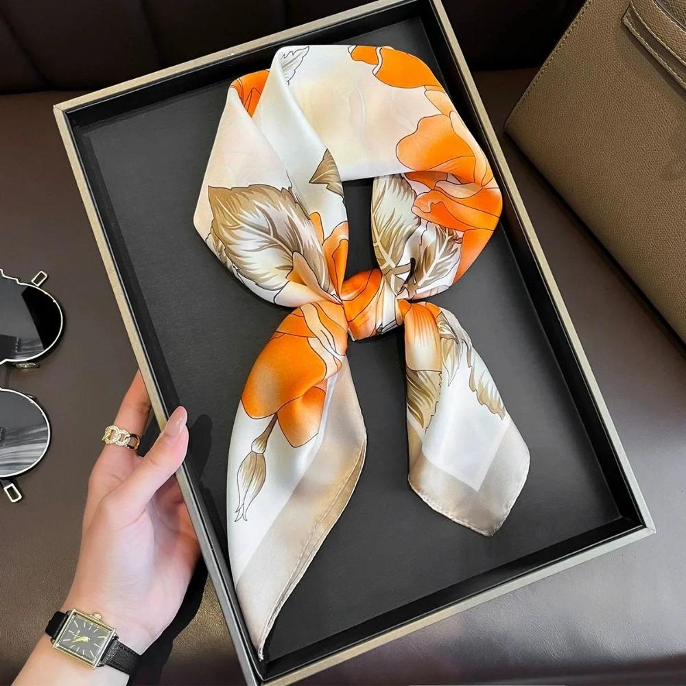 Fashion Luxury Brand 70cm Silk Feel Square Scarf Women Neck Tie Female Hair Bandana Headkerchief Shawl Wrap Hijab Echarpe