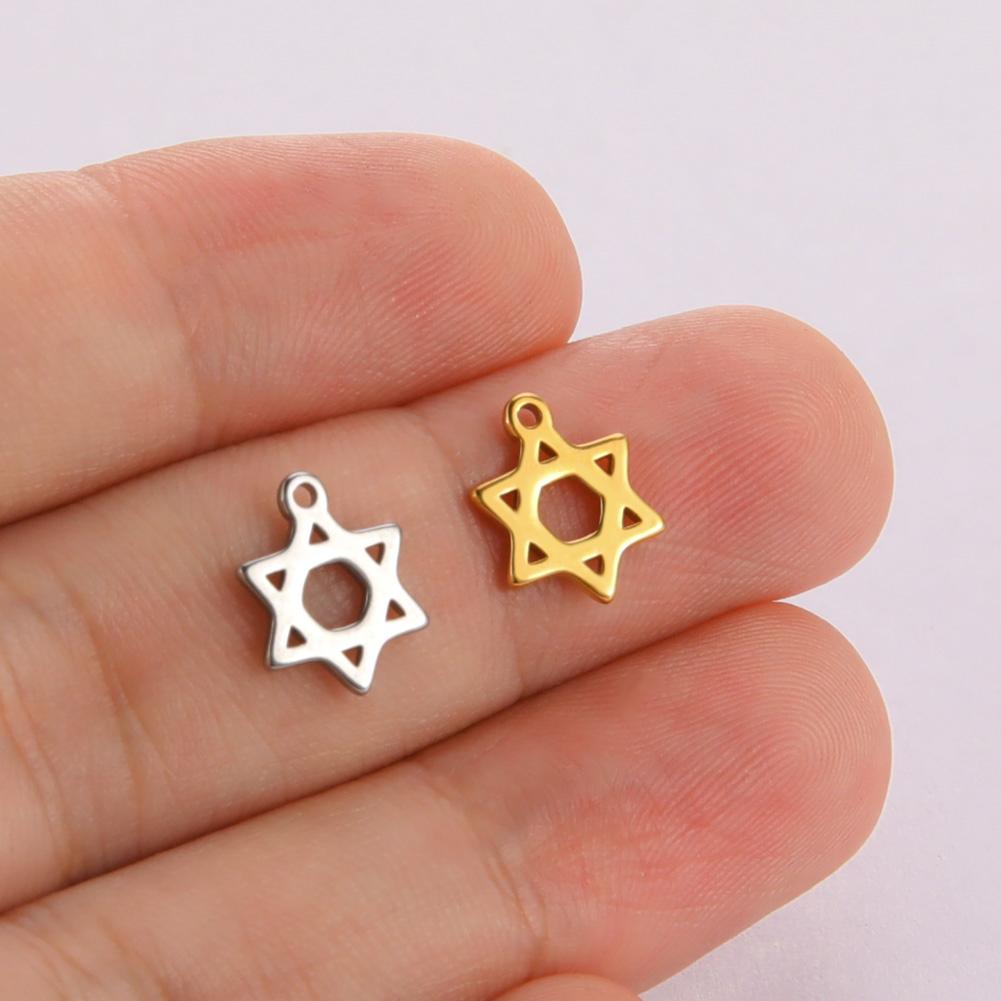Teamer Acier Inoxydable Étoile de David Carte d'Israël Lettre Hébraïque Breloque Pendentif pour Fabrication de Bijoux Collier DIY Vente en Gros