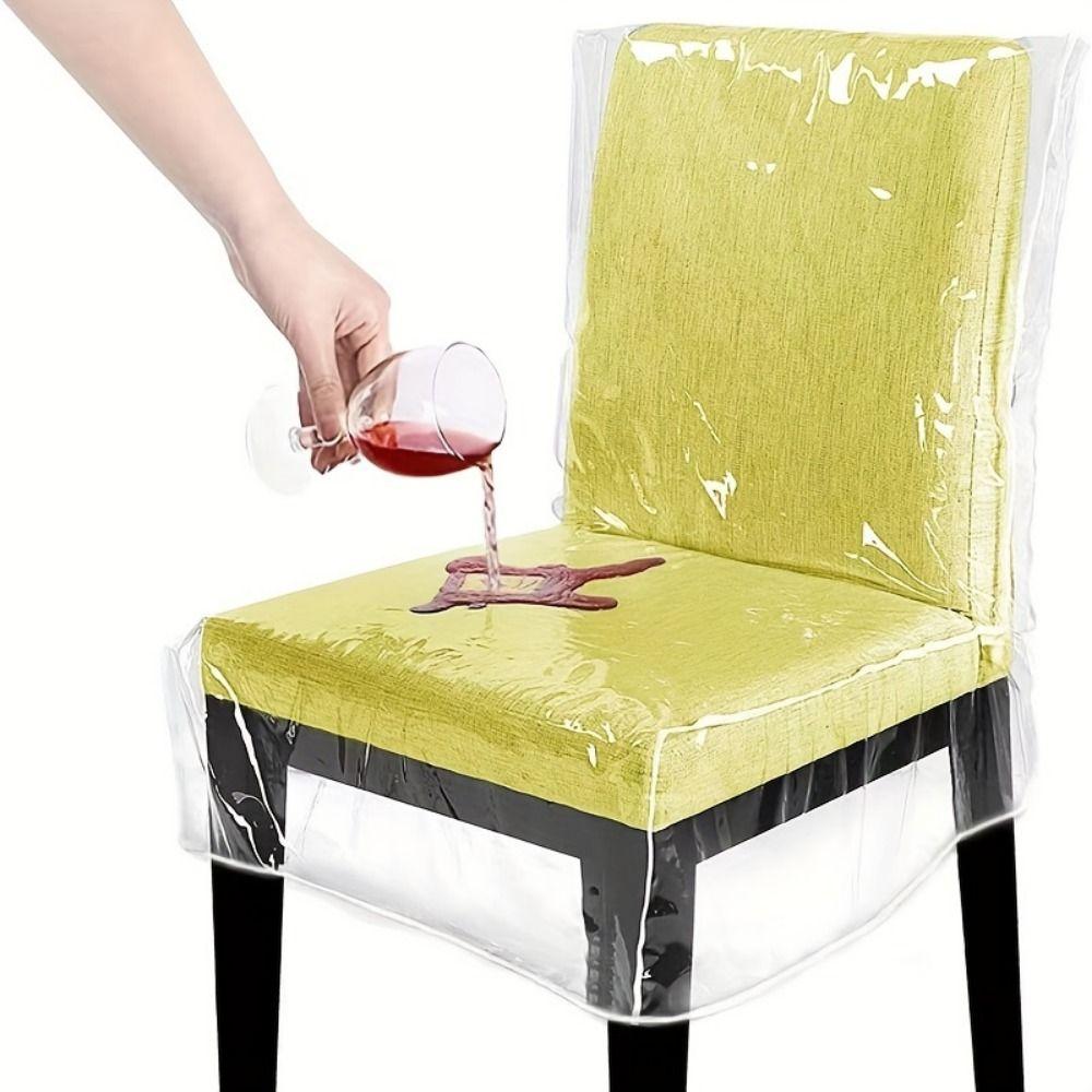 Waterproof Chair Cover Clear PVC Chair Protector Slipcover Chair Seat Cover  Standard Chairs