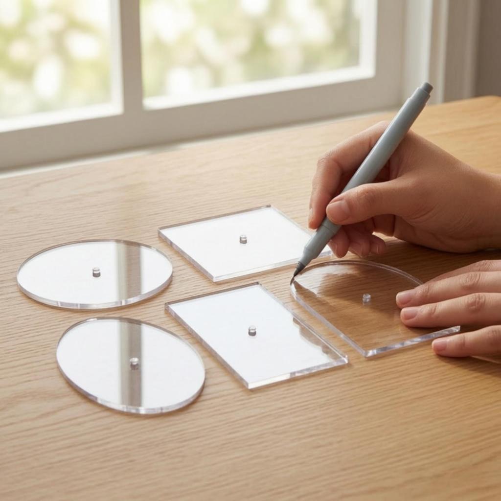 5 Pieces Acrylic Needlepoint Template Clear Tracing with Center Hole Transparent Stencil