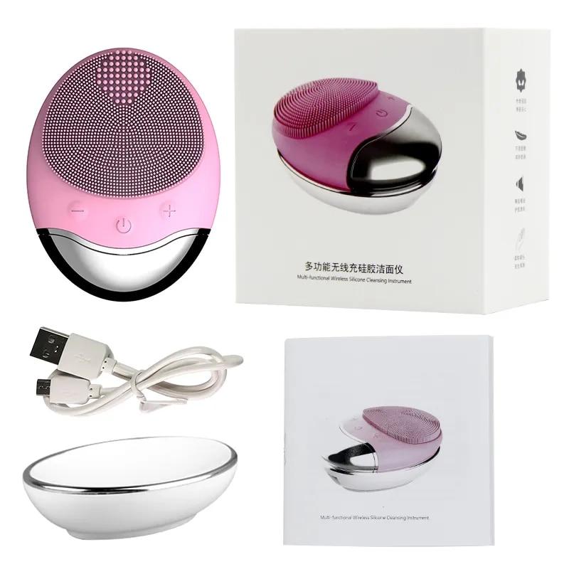 Electric Face Cleaner Sonic Silicone Facial Cleansing Brush Electric Ultrasonic Vibrating Face Massager Mini Pore Deep Cleaning