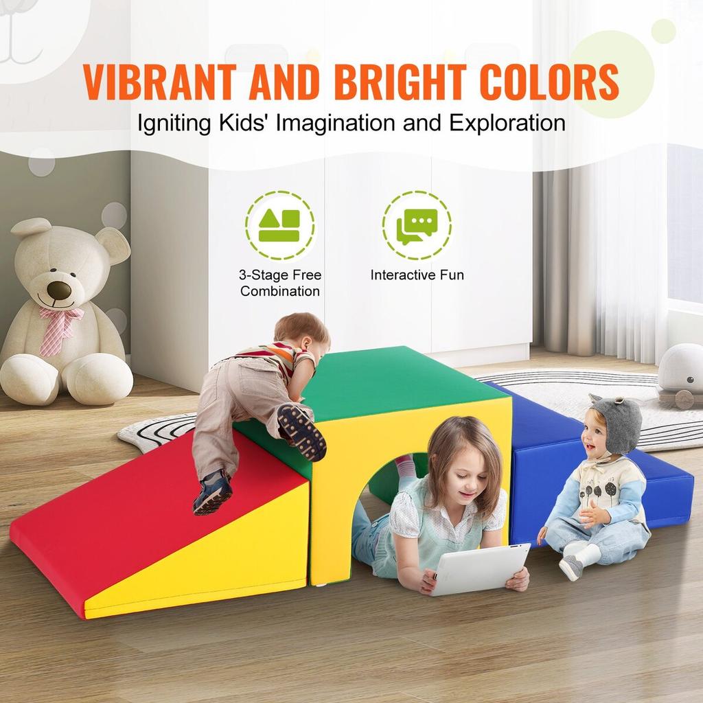 Single Tunnel Climber, Toddler Playset, Foam Climbing Blocks for Toddlers, Kids Tunnel Maze with Stairs and Ramp, Indoor for Toddlers and Preschoolers