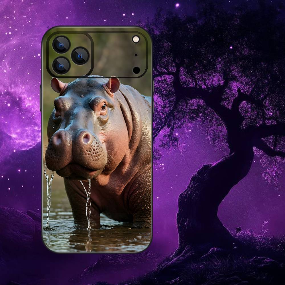Cute Hippo Hippopotamus  Phone Case For iPhone 17,16,15,14,13,12,11,Pro,Max,Plus,E,Air,Mini Protective TPU Cover