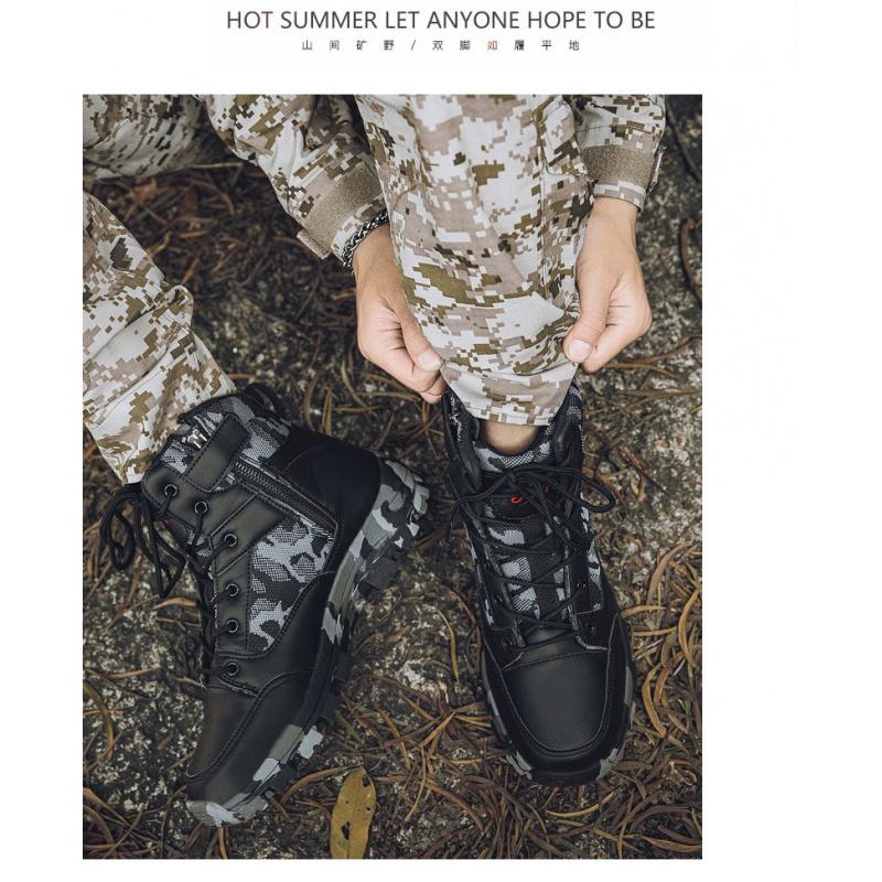 Summer Breathable Comfortable High-Quality Outdoor Mid-Top Tactical Military Boots Hiking Boots Rubber SoleLightweight Couple