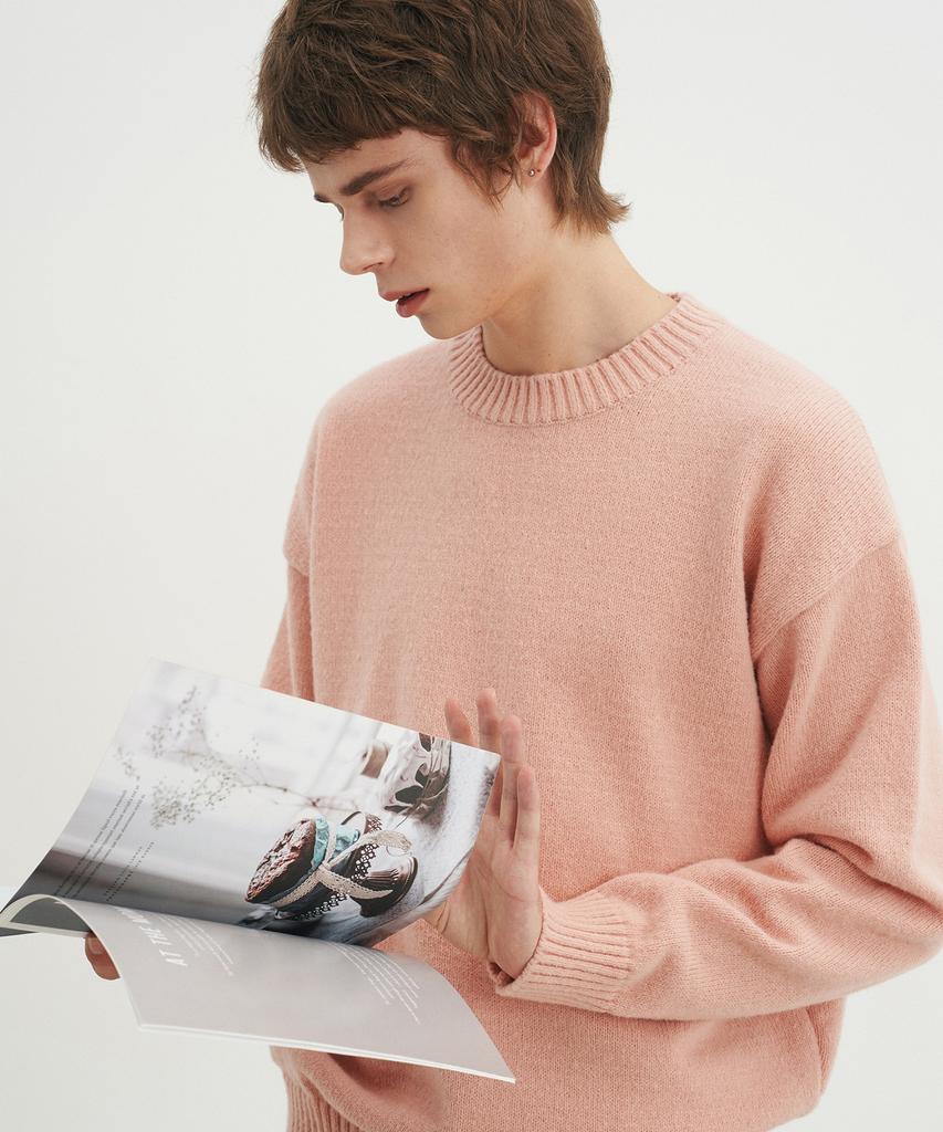 BLOND9 Alpha Crew Neck Round Knit_Pink