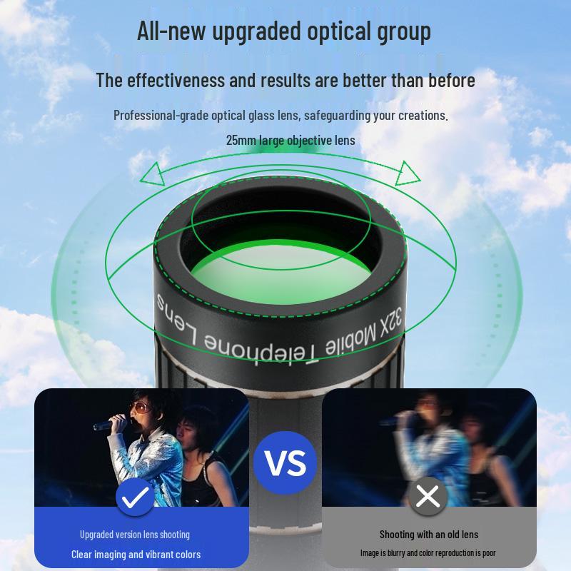 32X HD Mobile Telephoto Lens for Concerts and Stage Plays - Anti-Shake Monocular Telescope
