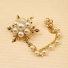 Brooch Pin, Lapel Badge with Double Fixed Safety Pin And Magnetic Buckle, Imitation Pearl Flower Decor Suit Brooch for Suits Coats Dresses
