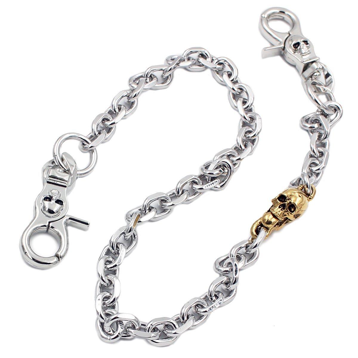 

Uniqsum Gold Skull Wallet Chain Cut Biker Punk Key Chain SJ20S (Long, Silver) [Item]