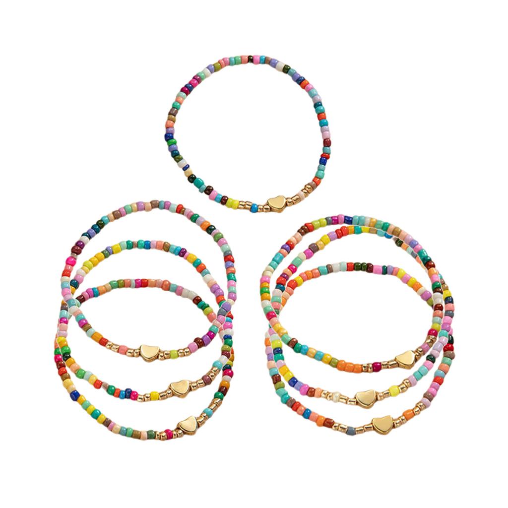 7 Colorful Beaded Elastic Bracelets For Women Stylish Stackable Stretch Jewelry Gift Set