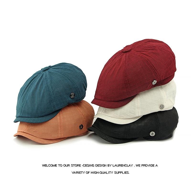 Summer Outdoor Men Sunscreen Octagonal Cap British Women Vintage Beret Breathable Duck Tongue Newsboy Cap