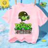 Sommer Rundhals T-Shirt für Jungen Mädchen Lässig Tägliche Kleidung Plants Vs Zombies Niedlich Kawaii Cartoon Mode Street Style 312Y