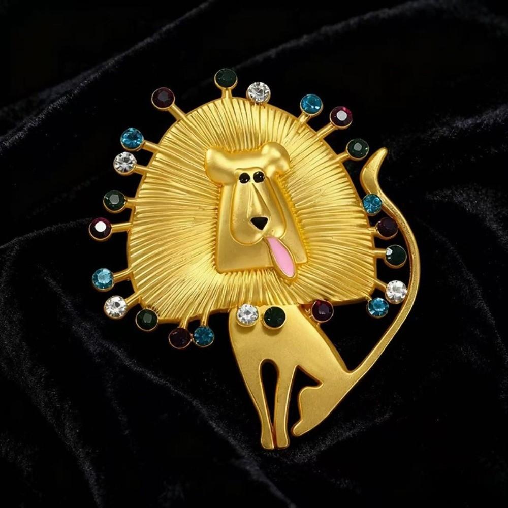Irregular Lion Rhinestone Brooch Vintage Glaze Badge Pin Suit Accessories  Clothes Accessories