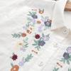 Femmes Col rabattu Hauts amples Fille Manches longues Blouses Broderie Printemps Chemises Fil double coton