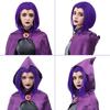 Women Raven Superhero Purple Short Bob Straight Wig with Widow's Peak Synthetic Hair Cosplay Wig for Halloween Costume Party