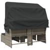 2 Seater Garden Sofa with Canopy and Footstools Grey Poly Rattan