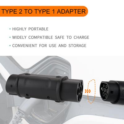 Ladeanschluss für Elektrofahrzeuge Typ2 bis Typ1 16A/32A EV-Autoladegerät-Adapter-Konverter IEC 62196 J1772 EVSE-Zubehör