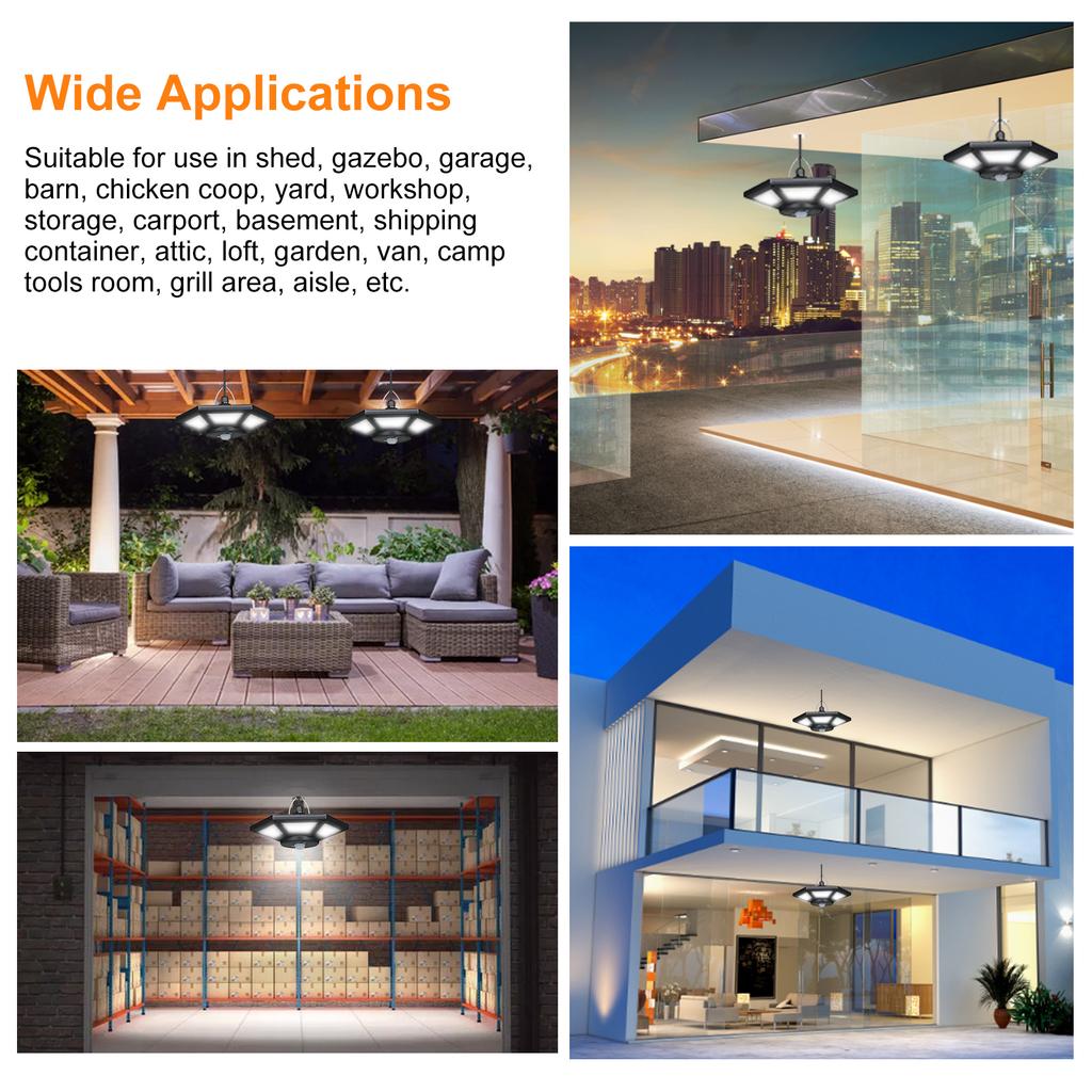 360 LEDs Garage Licht Solarbetriebene Anhänger Lampe Bewegungsmelder Licht Im Freien Wasserdichte Hängen