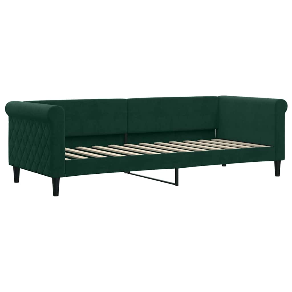 Extendable Daybed with Drawers Dark Green 80x200 Cm Velvet