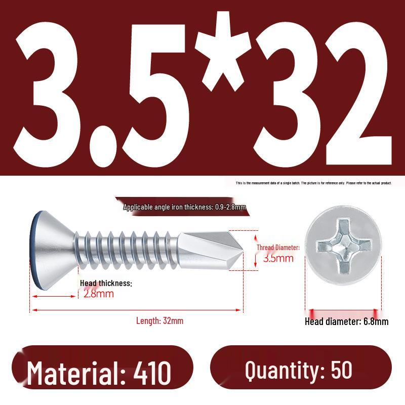 Phillips Flat Head Blue Zinc Plated Stainless Steel Self-Drilling & Self-Tapping Screws M3.9-M5.5