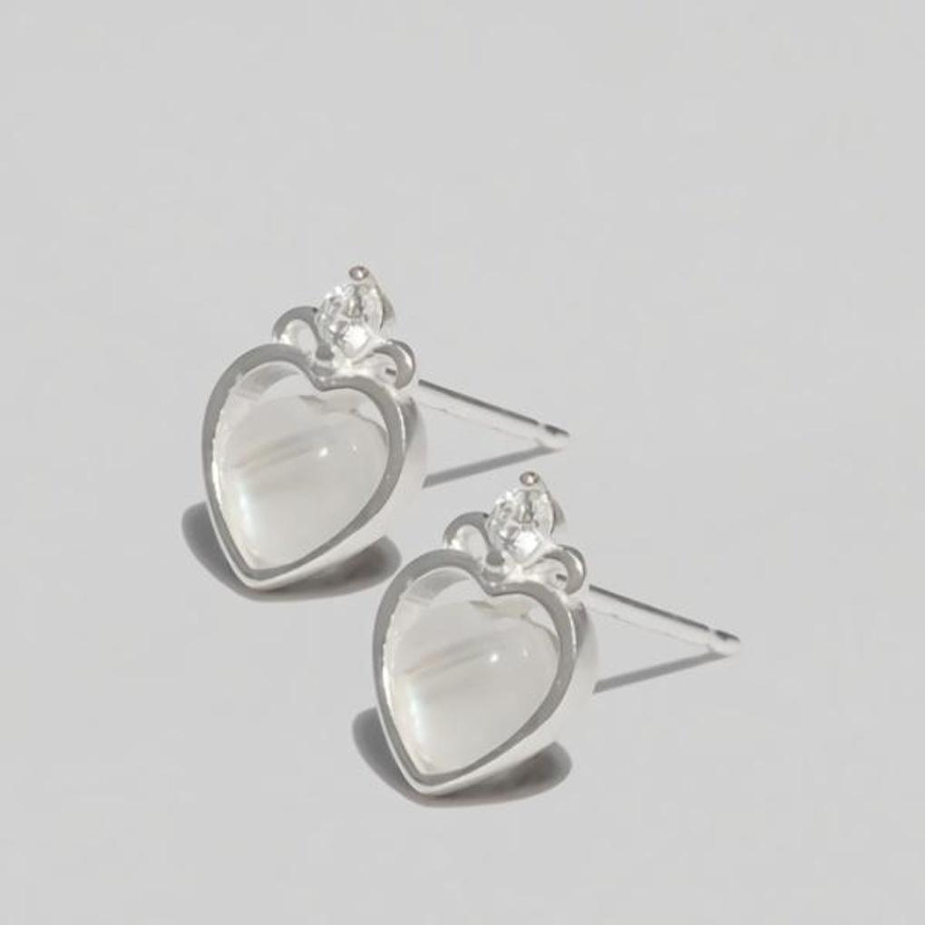 Women's Fashion Accessories Daily Heart Moonstone Earrings