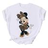 Cartoon Minnie Mickey Mouse Print T Shirt Leopard Bow Summer Kawaii Clothing Tops Hippie T-Shirt Gift Unisex