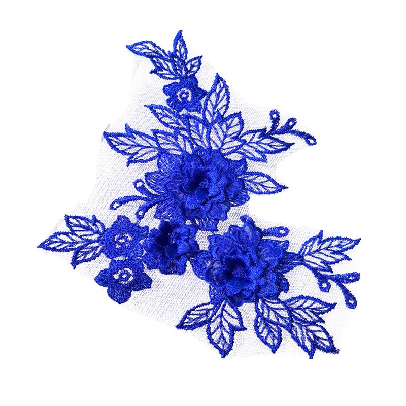 2Pcs Sewing Motif Dress Decoration DIY Patches Fabric Craft Hollowed Out Trim Flower Embroidered Lace Applique Wedding Bridal