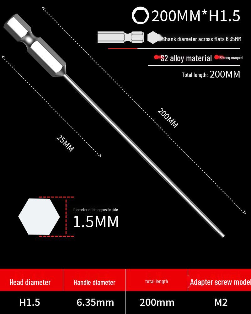 Hexagonal Screwdriver Bit Extension for Electric and Air Screwdrivers