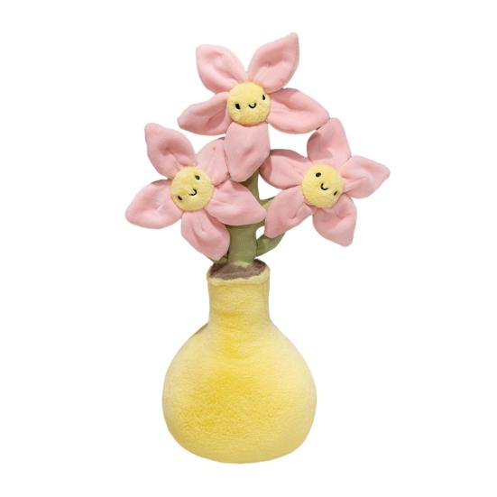 Blooming Peach Blossom Plush Potted Toy Soft Stuffed Flower with Smiling Face 40cm Adorable Home Office Decor Photography Prop Gift for Plant Lovers
