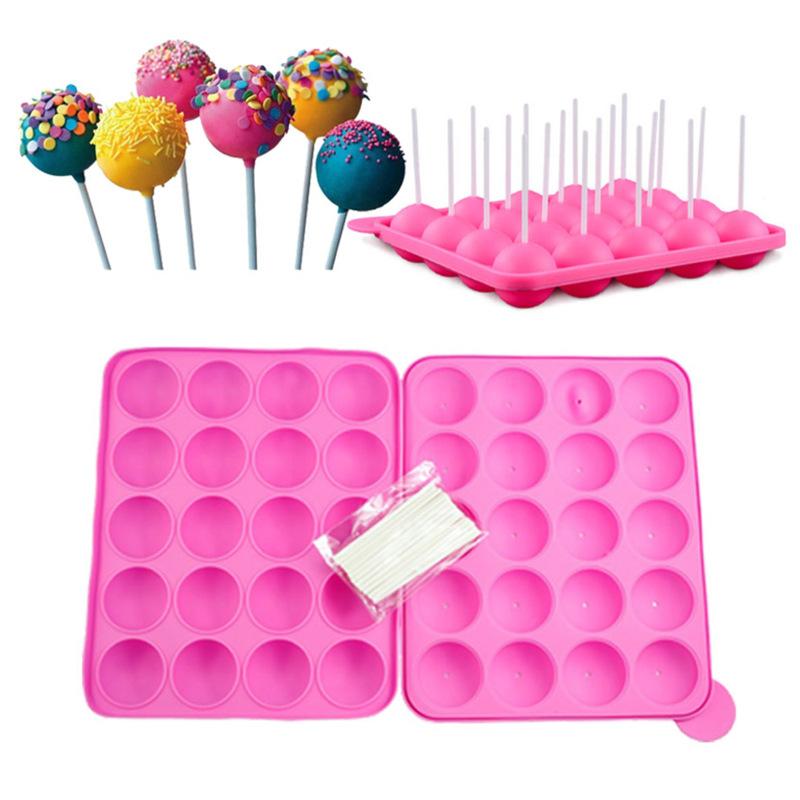 20 Hole Silicone Lollipop Mold DIY Chocolate Jelly Ice Ball Cake Molds Reusable Nold Baked Dessert Non-stick Mould Kitchen Tools