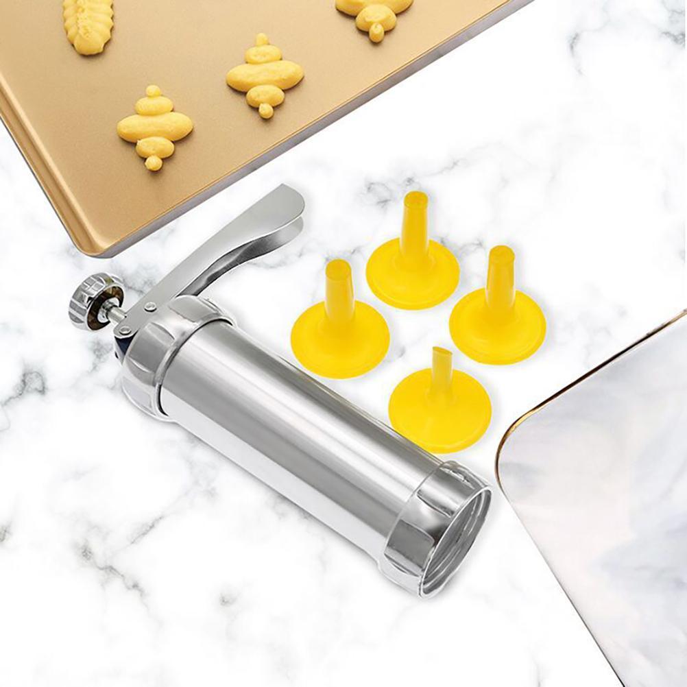 Cookie Press Stainless Steel Biscuit Maker Set Cookie Press with 20 Discs and 4 Icing Tips for DIY Biscuit Making and